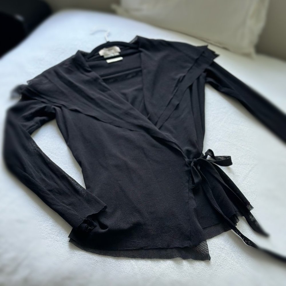 Elegant Italian Luxury: BlackTulle Fuzzi Cache Coeur Top